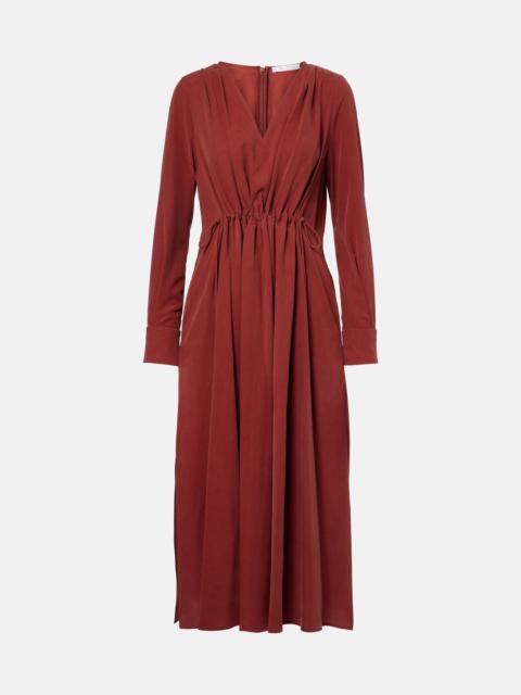 Max Mara Full gathered silk canvas midi dress