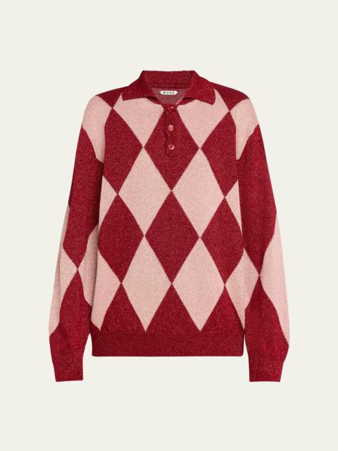 BODE Jockey Argyle Polo Sweater