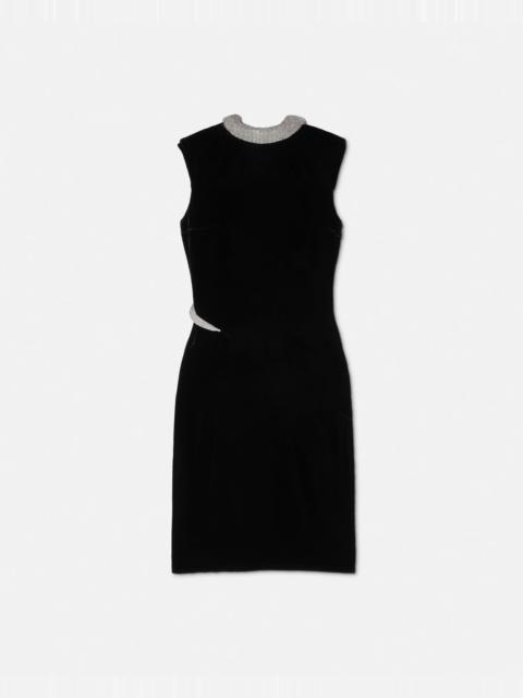 VERSACE Torchon Velvet Fitted Mini Dress