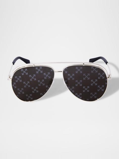 Off-White Men's Winner Arrow-Lens Metal Aviator Sunglasses