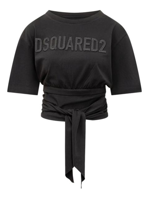 DSQUARED2 logo-detail tie fastening T-shirt