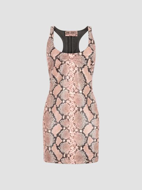 THE ATTICO Women's Snakeskin Print Leather Mini Dress - Black Soft Pink