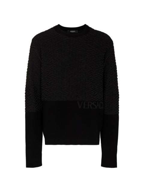 logo-intarsia crew neck jumper