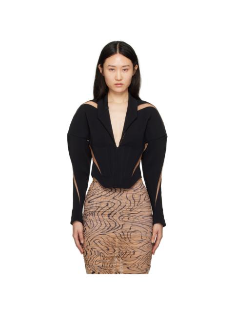MUGLER Black Spiral Illusion Blazer