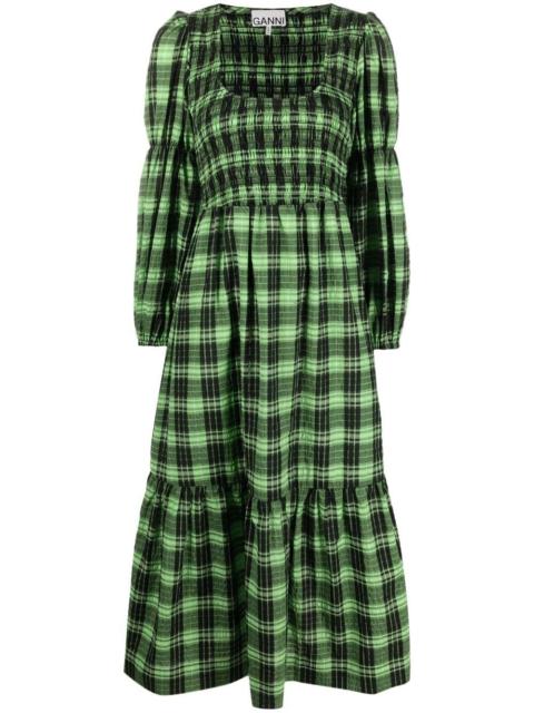 seersucker check midi dress