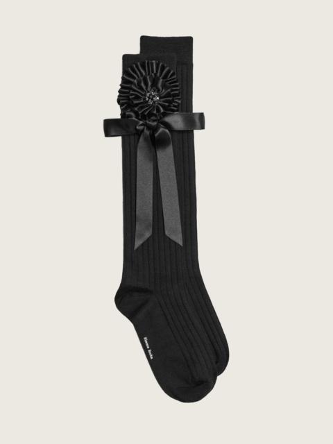 Simone Rocha Ribbon Rosette Merino Silk Knee Socks
