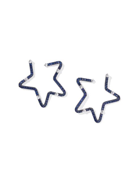 KENDRA SCOTT 1.17 ct Lab Grown Blue Sapphire Star 14k White Gold Hoop Earrings