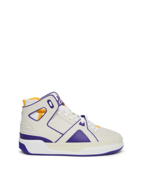 Just Don Basketball Courtside Hi Top Sneaker White And Purple