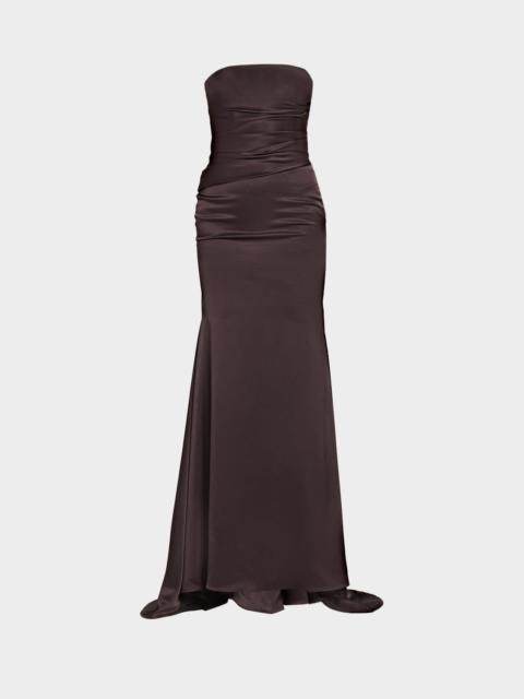 ALEX PERRY Strapless Drape Gown in Satin Crepe