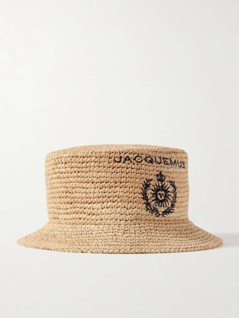 JACQUEMUS Le Pesco embroidered raffia bucket hat Neutral