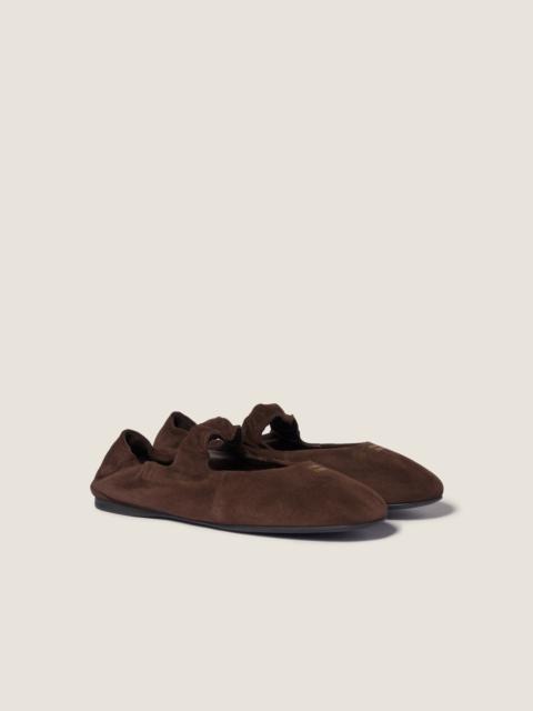 Miu Miu Ruches suede ballerinas