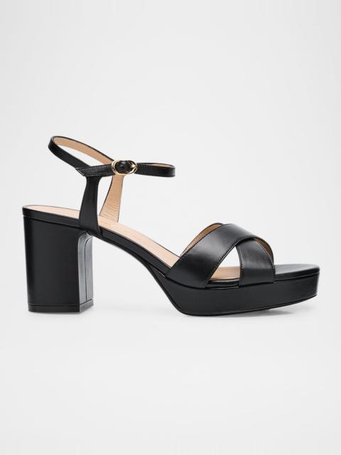 Stuart Weitzman Dayna Leather Crisscross Platform Sandals