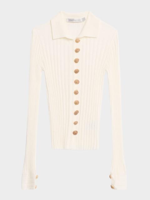 CHRISTOPHER ESBER Sundial Shell-Button Rib Knit Cardigan