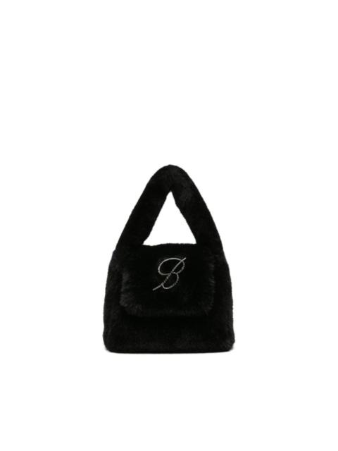 B Monogram-pin faux-fur tote bag