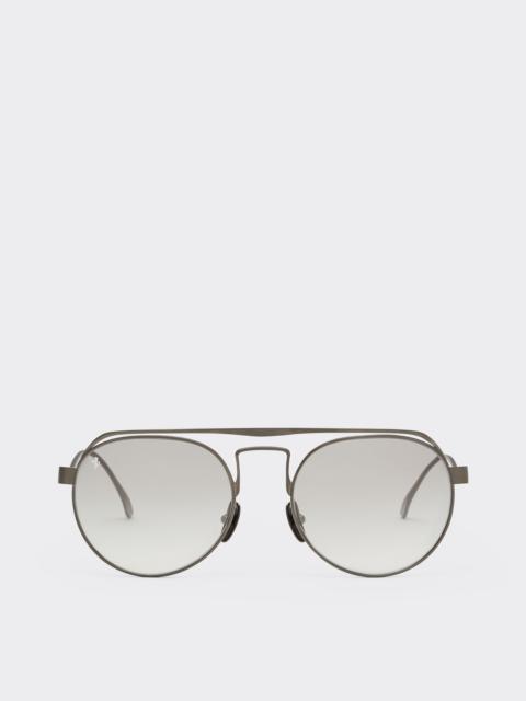 Ferrari Ferrari sunglasses in matte gunmetaltitanium with silver mirrored lenses