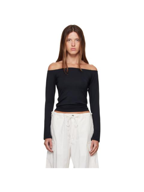 SKIMS Black Smooth Layers Off The Shoulder Top