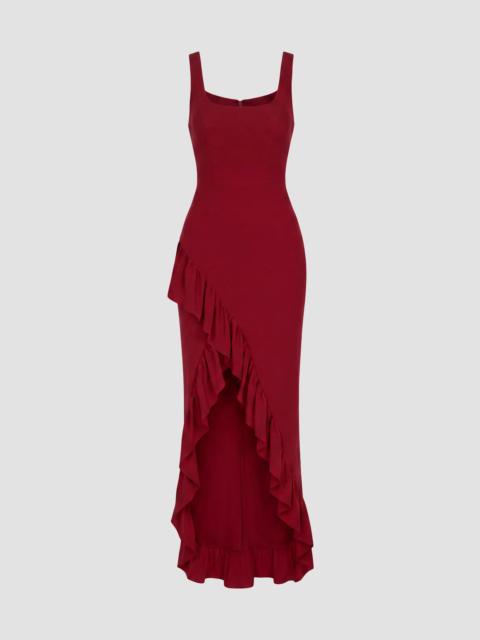 Dress The Population Women's Charlene Ruffle Mermaid Gown - Garnet