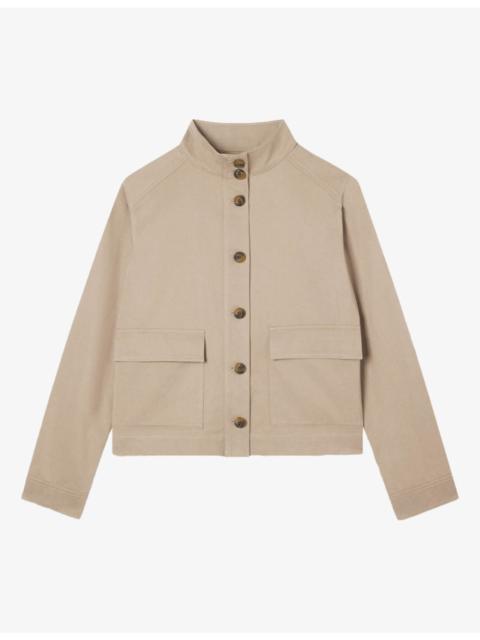 WHISTLES Funnel-Neck Relaxed-Fit Cotton-Blend Jacket