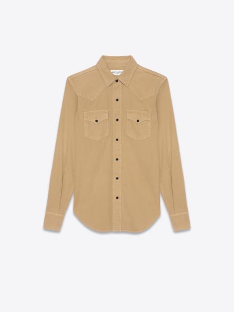 SAINT LAURENT western shirt in beige stonewashed denim