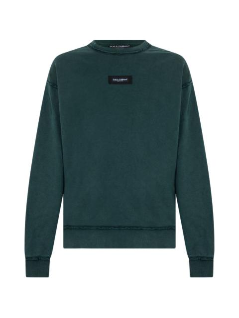 Dolce & Gabbana logo-patch raw-edge sweatshirt