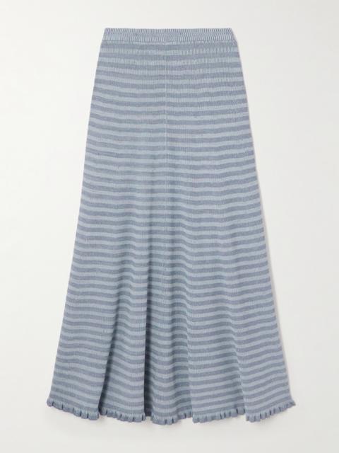 Proenza Schouler Stina Striped Knitted Midi Skirt