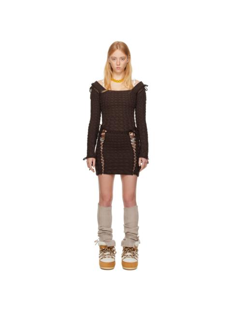 ISA BOULDER SSENSE Exclusive Brown Expandable Quilted Sweater