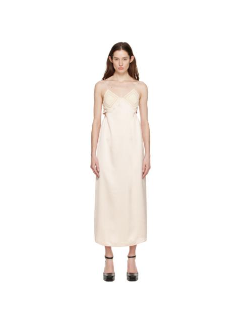 LVIR Beige V-Neck Midi Dress