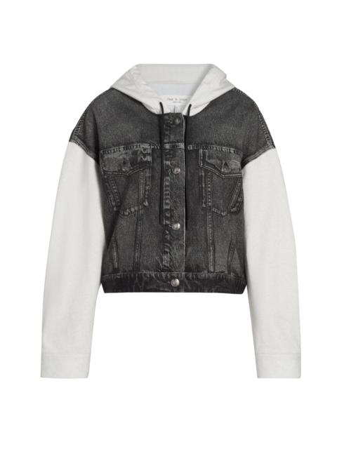 rag & bone Women's rb Miramar Terry Combo Hooded Trucker Jacket - Sport Combo Washed Black