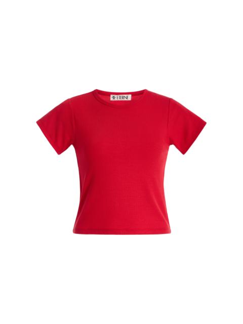 ÉTERNE Baby Ribbed T-Shirt red