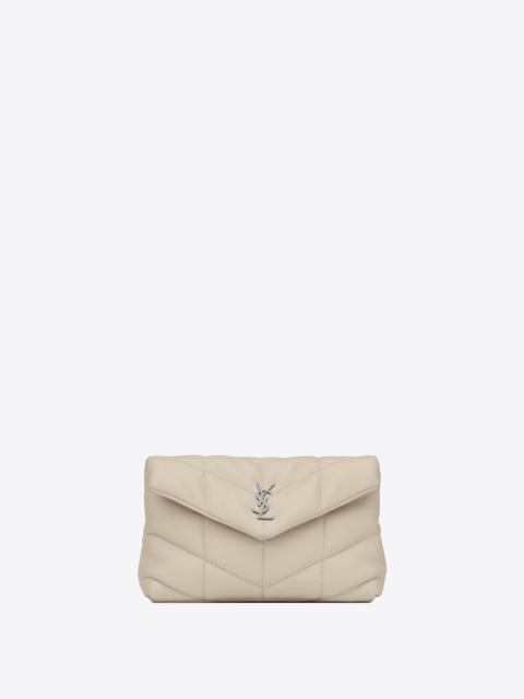 SAINT LAURENT puffer small pouch in quilted lambskin