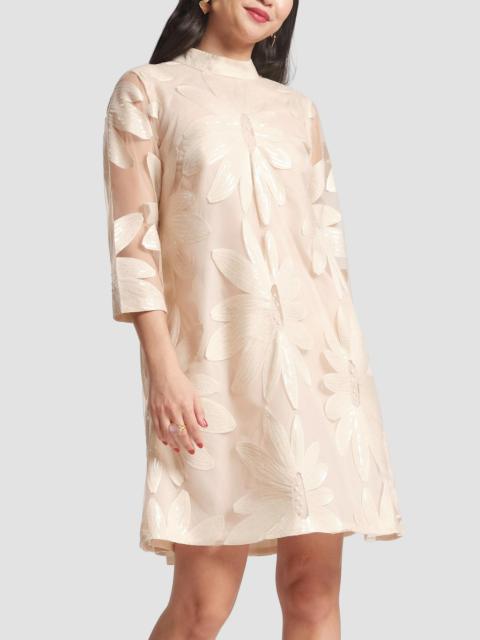 FRANCES VALENTINE Women's Diplomat Floral Sequinned Shift Minidress - Oyster