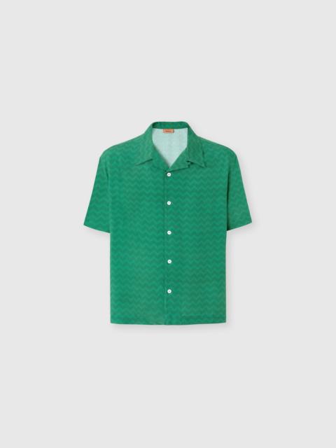 Missoni Bowling shirt in viscose with tone-on-tone zigzag print