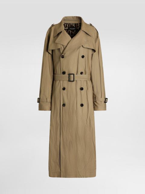 Dolce & Gabbana Double-breasted trench coat in wrinkled-effect cotton