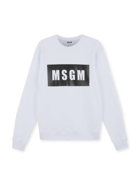 MSGM Solid colour cotton sweatshirt with a box logo