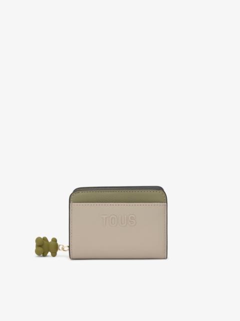 TOUS Medium taupe and green Card wallet TOUS Doble Audree Saffiano