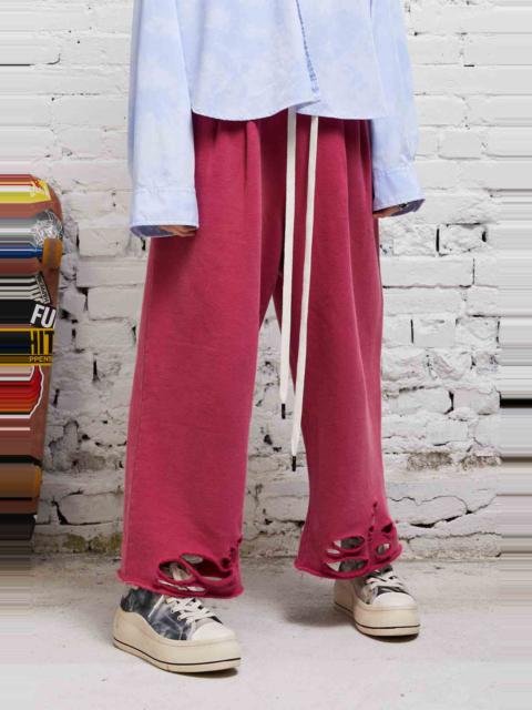 R13 PLEATED WIDE LEG SWEATPANT - HOT PINK