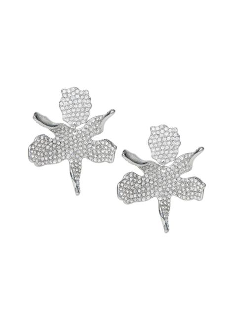 LELE SADOUGHI Women's Paper Lily Small Silvertone & Glass Crystal Drop Earrings - Crystal