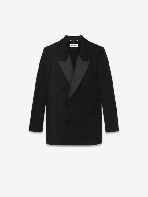 double-breasted tuxedo jacket in grain de poudre saint laurent