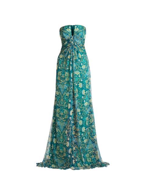 TADASHI SHOJI floral-print strapless maxi dress