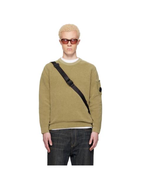 C.P. Company Beige Cotton Chenille Crewneck Lens Sweater