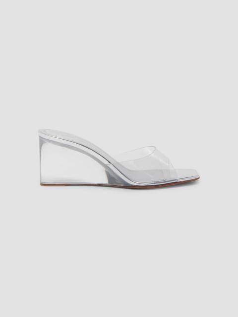 Amina Muaddi Women's Lupita 70MM Glass Wedge Sandals - Transparent Silver Mirror