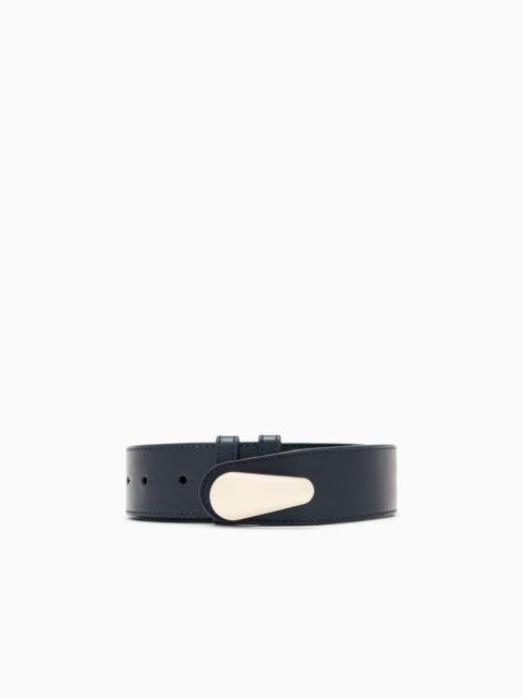 GIORGIO ARMANI SHINY LEATHER BELT WITH A TEARDROP-SHAPED TWIST LOCK