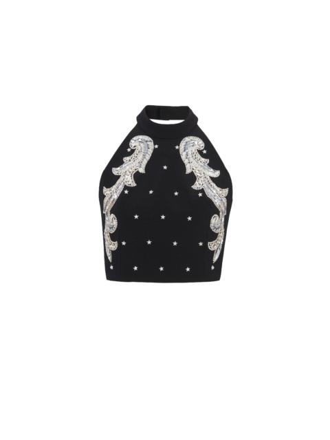 Balmain Backless Baroque embroidered top