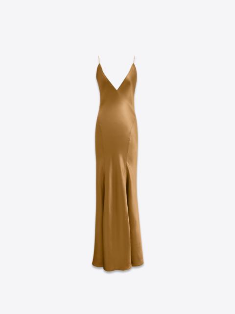 SAINT LAURENT v-neck dress in silk satin