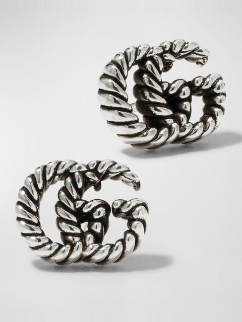 GUCCI GG Marmont Stud Earrings in Aged Silver