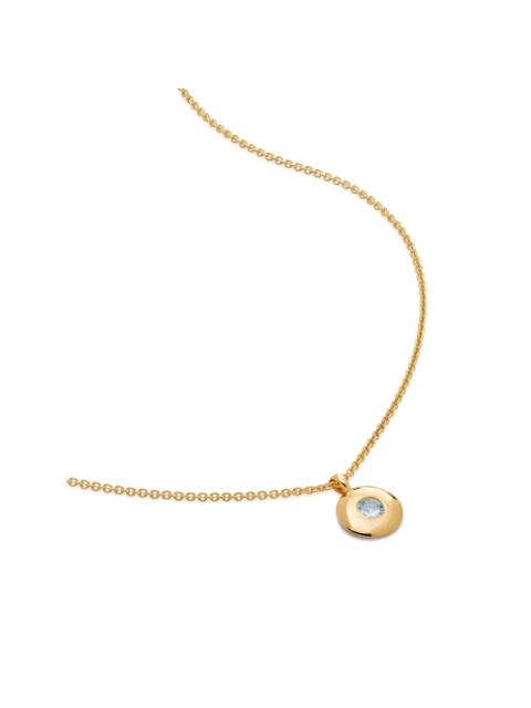 MONICA VINADER 18kt recycled gold vermeil Birthstone aquamarine pendant necklace