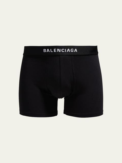 BALENCIAGA Men's Cotton-Stretch Logo Boxer Briefs