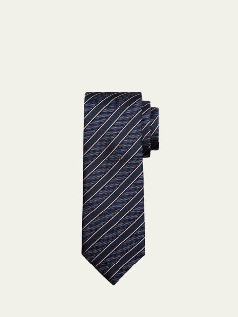 Brioni Men's Diagonal Stripe Jacquard Silk Tie