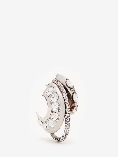 Alexander McQueen Women's Jewelled Accumulation Earring in Antique Silver