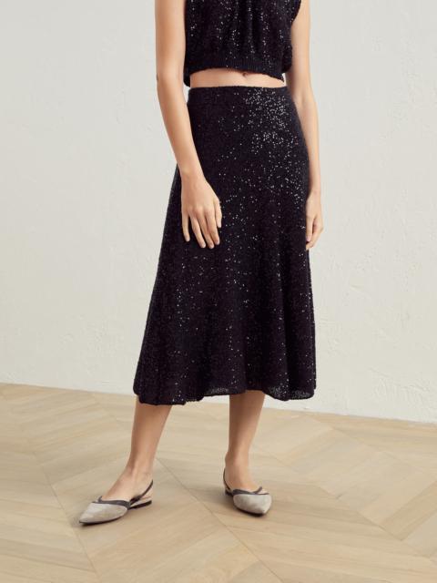 Brunello Cucinelli Linen, cashmere and silk dazzling texture knit skirt
